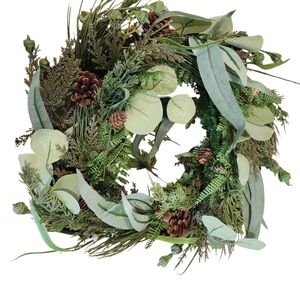 Prelit Green and Brown Wreath with Battery Pack New